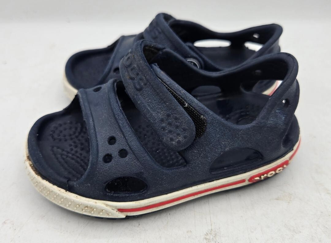 Crocs Kids Crocband II Sandals  Navy Blue Size 8C Strappy Red White Size C4