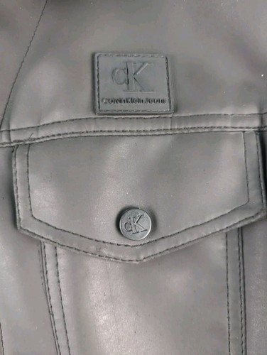 Calvin Klein Women's Jacket Size XL Black Faux Leather Polyurethane Zip Coat - Picture 8 of 14