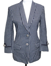 Authentic Giorgio Armani Blue Diamond Print Two Button Blazer - size 38