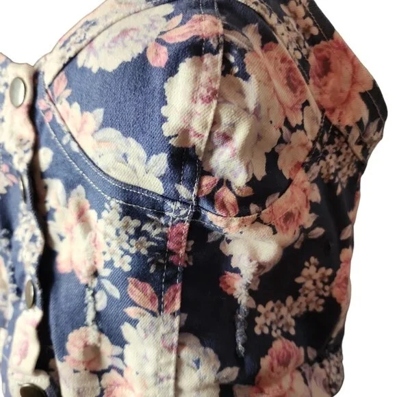Bustier Denim Estampado Floral Nollie Talla Grande Festival Coachella Niña Usado en Excelente Condición Foto 4 de 4