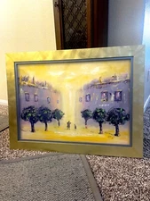 Original Castle Painting Vintage 34x24