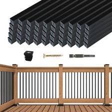 Muzata 50P 26"x3/4" Aluminum Deck Balusters Square Black Porch Staircase WT12