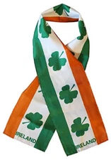 Ireland Shamrock Country Lightweight Flag Printed Knitted Style Scarf 8"x60"