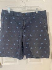 Magellan Outdoors Shorts Men s Size 36W Blue W/ Blue Swordfish 4 Pockets Chino