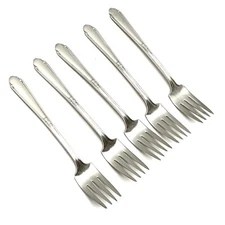 Vintage Wm Rogers Mfg Co. International Silver Plate 5 Salad Forks Flatware