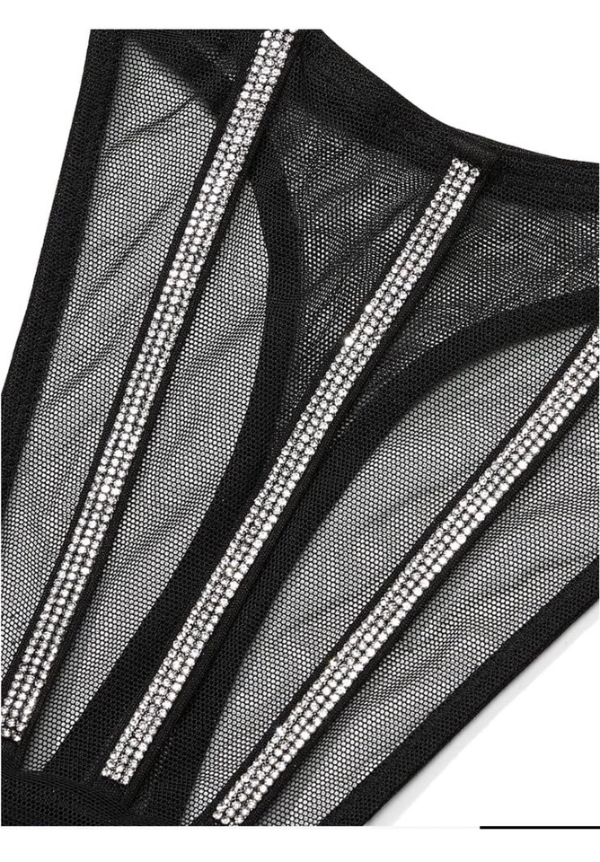 VICTORIAS SECRET SEXY MALLA TRANSPARENTE BRILLO CORREA TANGA PANTY GRANDE Foto 4 de 4