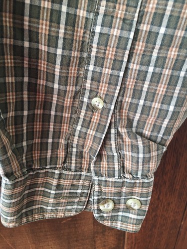 Men’s Columbia Sportswear Large Shirt Brown Plaid Long Sleeve Cotton Pockets - Picture 3 of 7