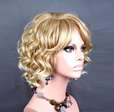 Wiwigs schöne blonde Mix kurze lockige Sommer Style Haut Top Damen Perücke