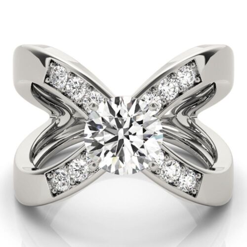 Diamond Wedding Ring 14K White Gold 1 Ct Round IGI GIA Lab Created Black Friday