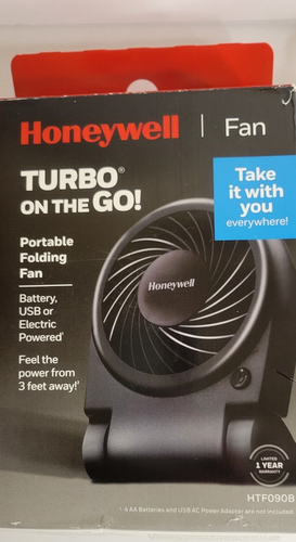Honeywell Turbo On The Go USB/Battery Powered Fan Black HTF090B