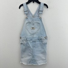 OshKosh Bgosh Girls Denim Overalls Dress Heart Pocket Size 4T Back to School
