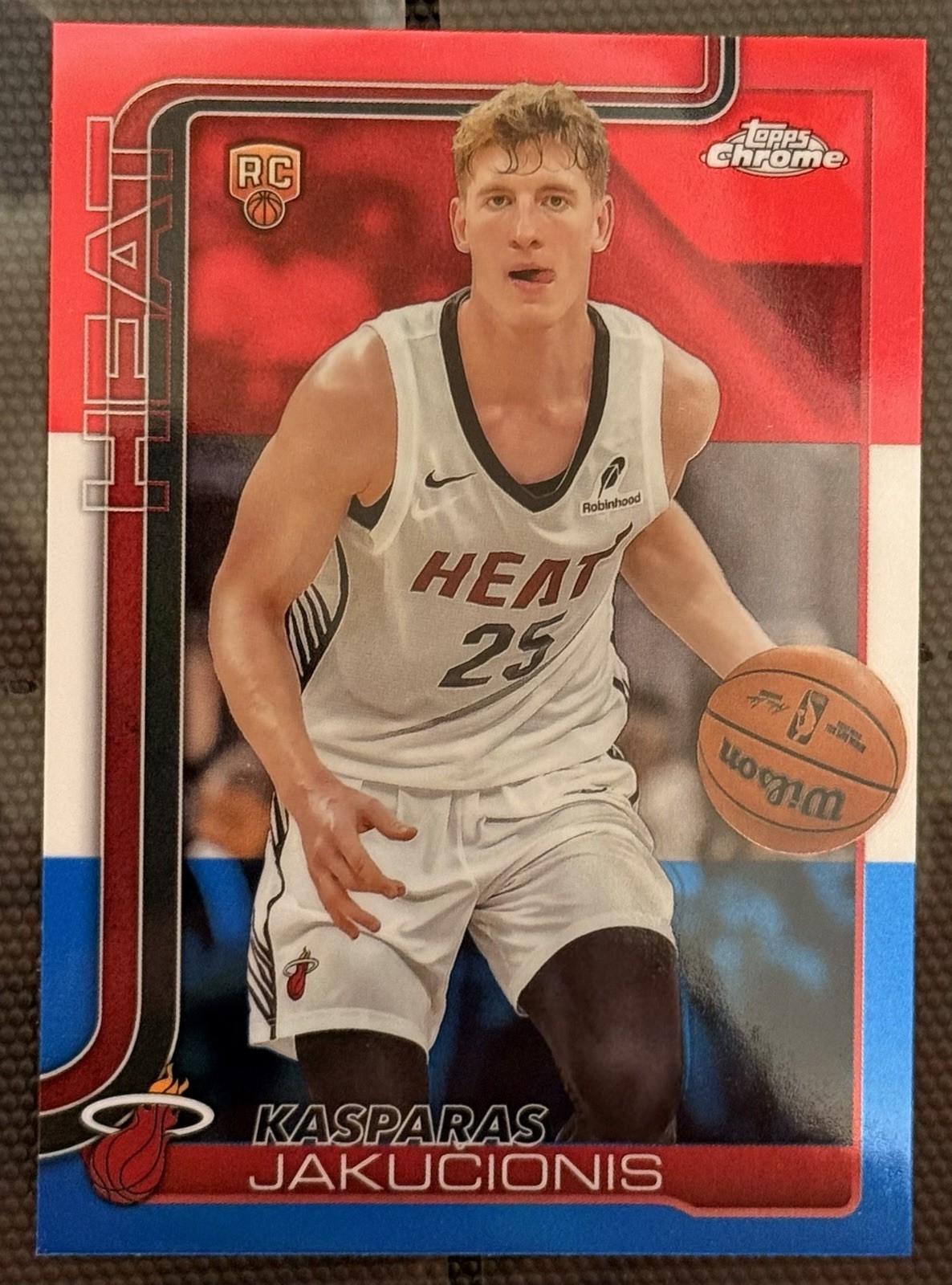 2025 TOPPS CHROME 270 KASPARAS JAKUCIONIS RED WHITE AND BLUE REFRACTOR RC