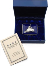 Halcyon Days Enamel Trinket Box With Rhinestone Christmas Tree New In Box