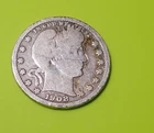 1908- O  Barber Quarter  -Good Lite Toning - 90% Silver -  # 1244