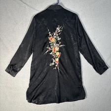 RD + Koko Button Up Brushed Tunic Top Size M Black Dark Floral Whimsigoth Grunge