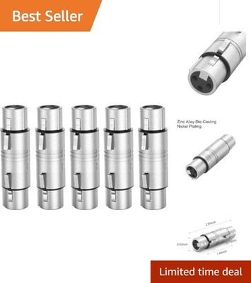 5-Pack XLR Female to Female Connectors - Noise-Reduction Audio Adapters