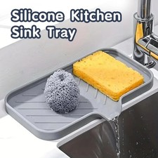 Silicone Faucet Mat Sink Tray Soap Dispenser Sponge Drain Splash Drying Pad Set