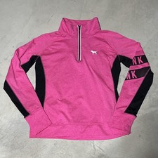 Victoria's Secret Pink and Black 1/4 Zip Pullover Reflective Jacket SZ Large EUC