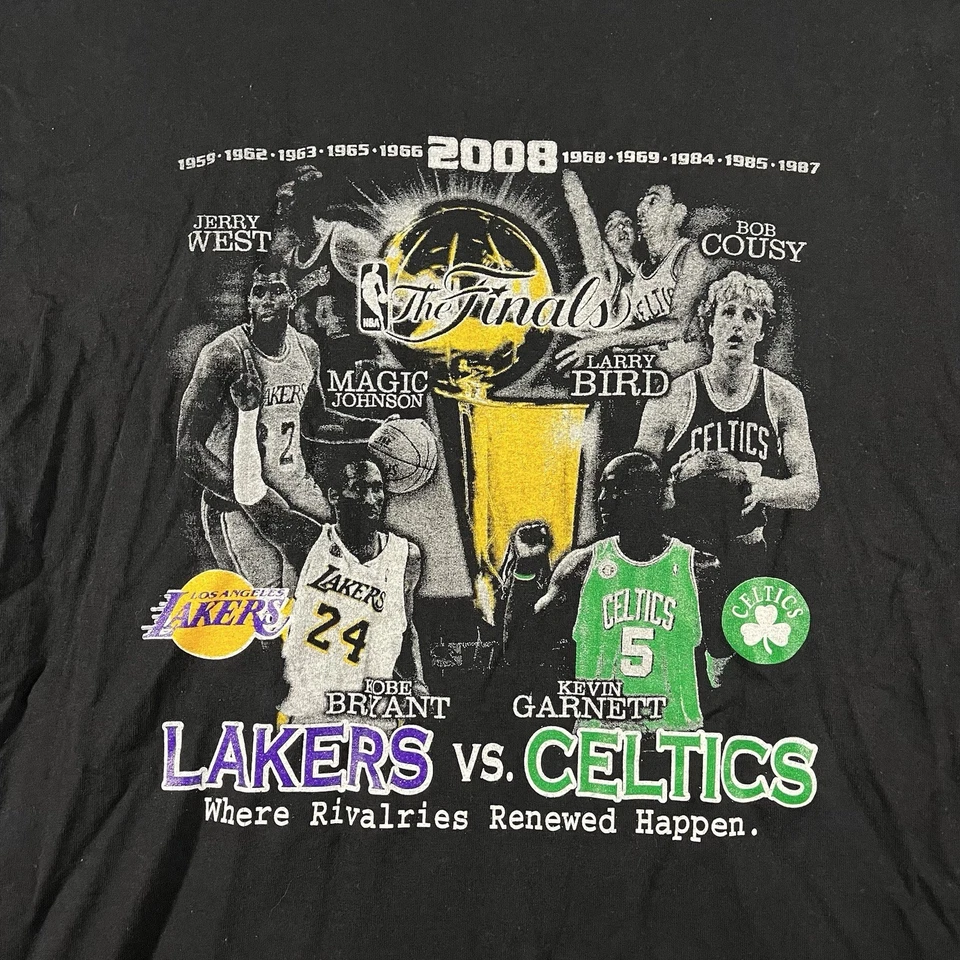LA Lakers Boston Celtics NBA Finals 2008 T-shirt Large Kobe Garnett Vintage RARE - Image 2 of 4