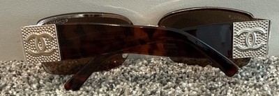 Chanel 4117-B Rhinestone CC Shield Sunglasses Brown Gradient