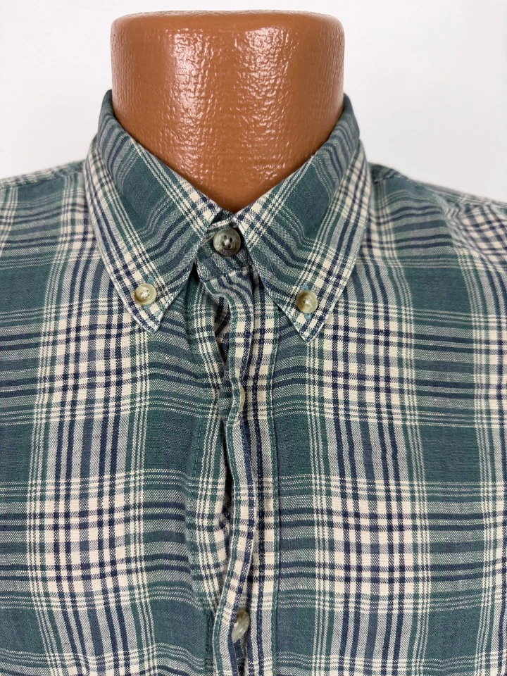 Vintage 90s Timberland Shirt Men M Oversized Linen Blend Teal Button Down Travel - Image 4 of 4