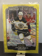 2022-23 O-Pee-Chee Platinum Neon Yellow Surge #289 Jakub Lauko Boston Bruins RC