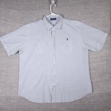 Polo Ralph Lauren Shirt Mens 3XL Blue Check Short Sleeve Pearl Snap Made in USA