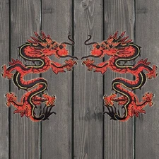 Red Dragon Embroidered Patch — 2-Pack — Iron On