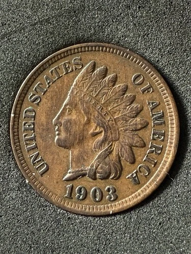1903 Indian Head Cent Almost Uncirculated AU Coin #34749