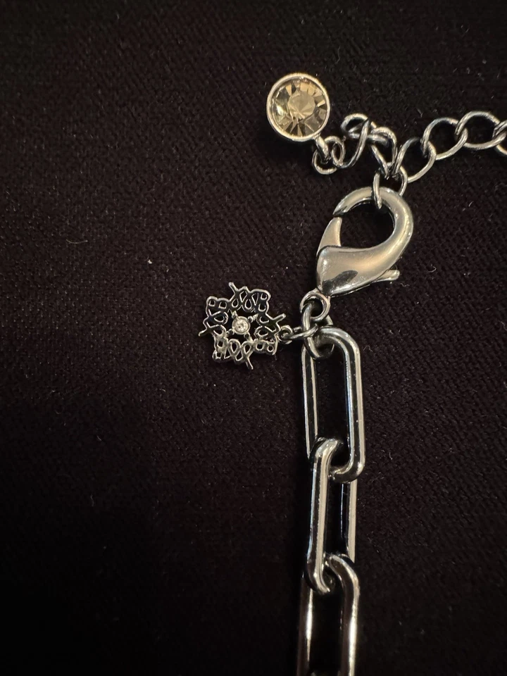 Novo Colar de Elos de Corrente Gunmetal Mercado Negro Casa Branca com Strass Pavê - Imagem 4 de 4