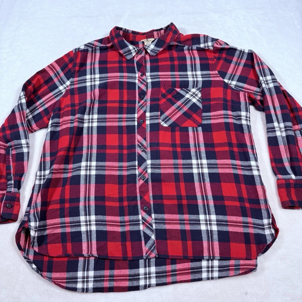 Camisa de franela a cuadros Woolrich para mujer 2XL manga larga abotonada exterior occidental Foto 3 de 4