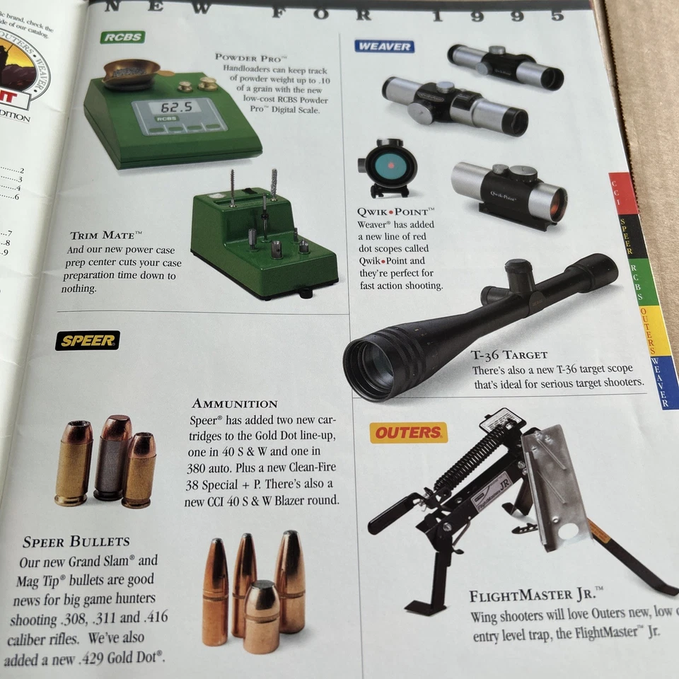 Catálogo Blount Inc Shooters 1995, CCI, SPEER, RCBS, OUTERS, WEAVER Foto 3 de 4