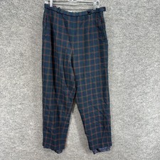 Pendleton Pants Women 14 Blue Plaid High Rise Chino Flat Front Wool Tapered
