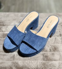 Nine West Women’s Slip-On Heeled Dress Sandals in Denim, Size 7.5M
