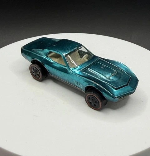 Vintage Hot Wheels Redline Custom Corvette Aqua US Base - Great Condition