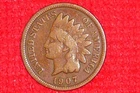 1907 INDIAN HEAD CENT, (NICE ANTIQUE COIN), (US COLLECTION), (119 Years Old)...