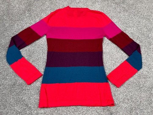 Maglione Patagonia donna piccolo 100% lana merino colorato brillante righe accogliente top - Foto 2 di 7