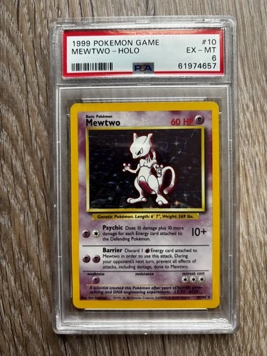 1999 Pokémon Base Set (MEWTWO HOLO) GRADED PSA 6 CARD # 10/102