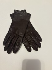 Vintage Chocolate Brown Leather Women  s Gloves XS