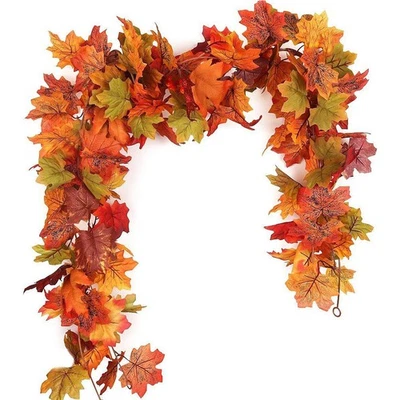 Ahornblätter Herbst Girlande 1,75m Halloween Künstlich Blätter Laub Rebe Deko DE - Bild 1 von 4