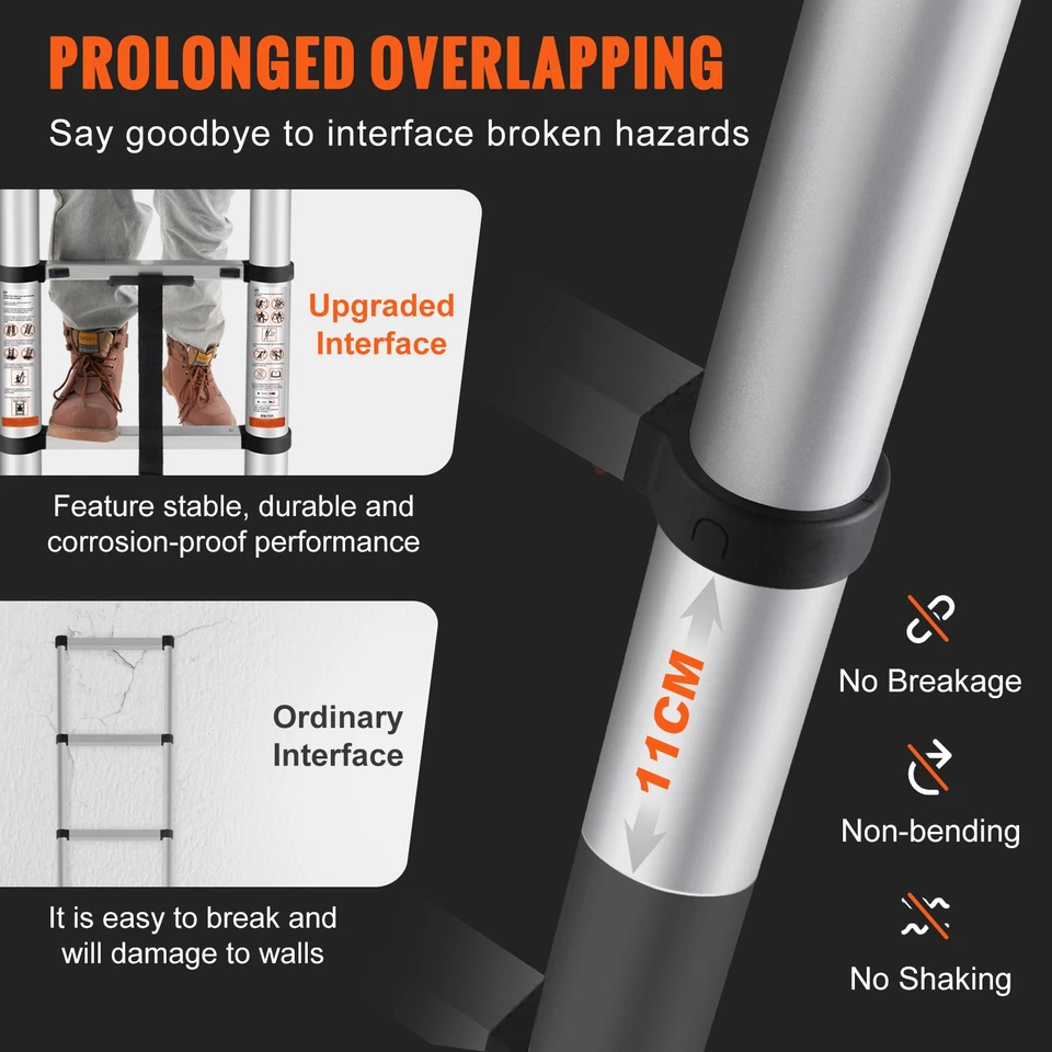 Échelle Télescopique Aluminium Extensible Multi-Usages Portable 3,2m 170kg - Photo 3/4