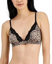 I.n.c. International Concepts Women's Satin Micro Cheetah-Print Bralette XXLarge