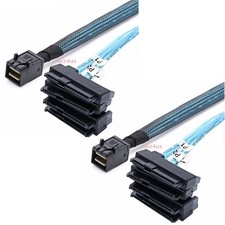 2x Mini SAS HDD SFF-8643 to 4 SFF-8482 Connector with Power Port Hard Drive 1M