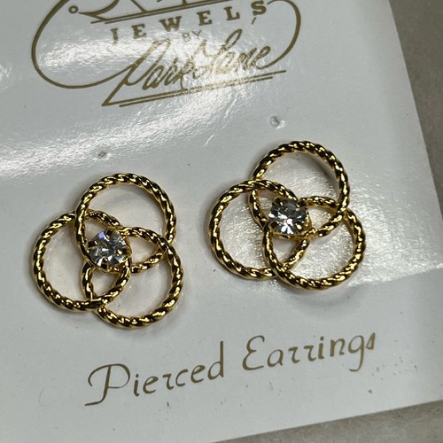 Vintage Jewls by Parkland Overlapping Circles Pierced Gold Tone Earrings