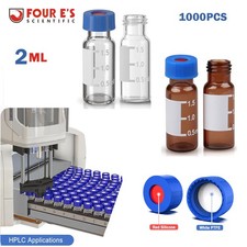 1000Pcs 2ml Autosampler Vial Lab vials w/ Cap Glass Sample Vial HPLC Clear/Amber