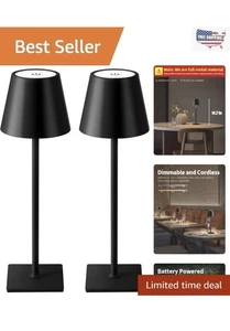 Lampes de table rechargeables sans fil, 2 Pack avec contrôle tactile & Conception étanche