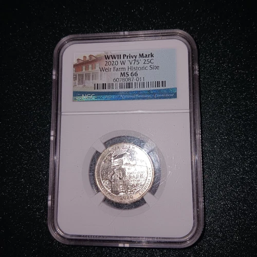 2020 W V75 25C WWII Privy Mark Weir Farm Historic Site NGC MS 66
