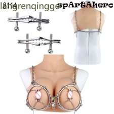 Wearable Leather With Breast Clip Chest Bondage Bra Breast Binder Bosom Cover