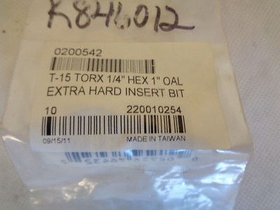 NEW PACK OF 6 T-15 TORX 1/4 HEX 1'' OAL EXTRA HARD INSERT BIT