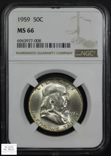 1959 Franklin Silver Half Dollar 50C NGC MS 66